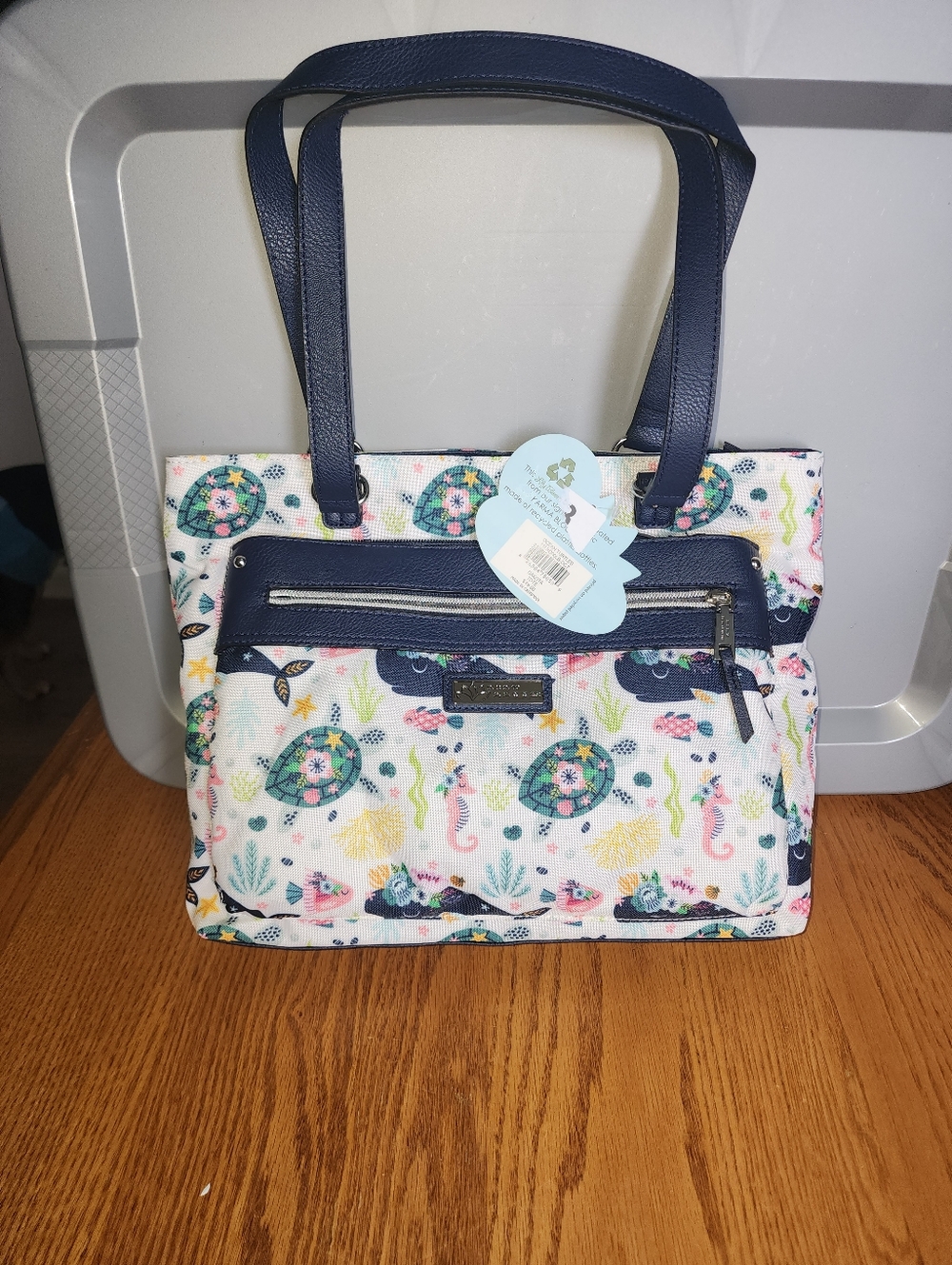 NWT Lily Bloom Navy Floral & Turtle Print Tote